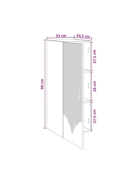 Wall Gray Kitchen Cabinet 33x34.5x90cm