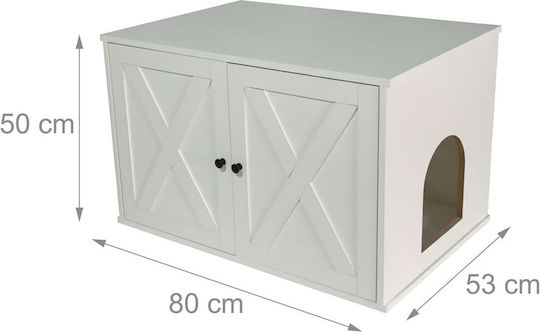 Relaxdays Toaletă Pentru Pisici Albă M50 x L53cm
