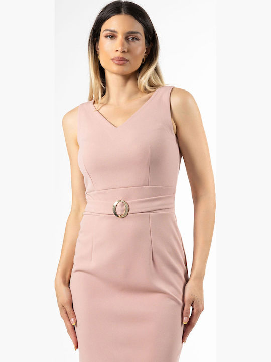 Summer Midi Sleeveless Dress Nude