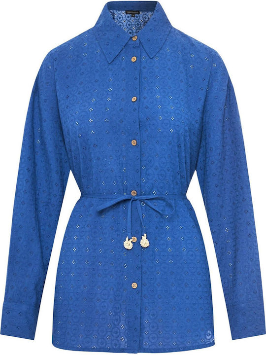 Long Sleeve Women's Shirt Twilight Bl Blue Monochrome