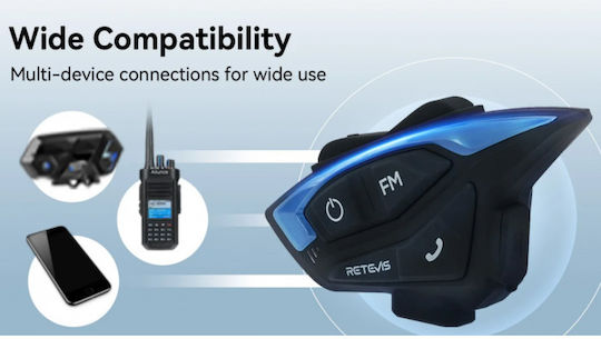 Retevis EZTalk 3A Single Motorcycle Communication System for Helmet with Bluetooth