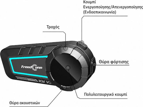 FreedConn KY V2 Einzelne Gegensprechanlage für Motorradhelm mit Bluetooth