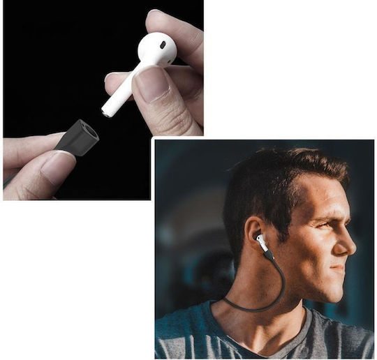 AHAstyle Pt74 Θήκη Σιλικόνης σε Μαύρο χρώμα για Apple AirPods 1 / AirPods 2