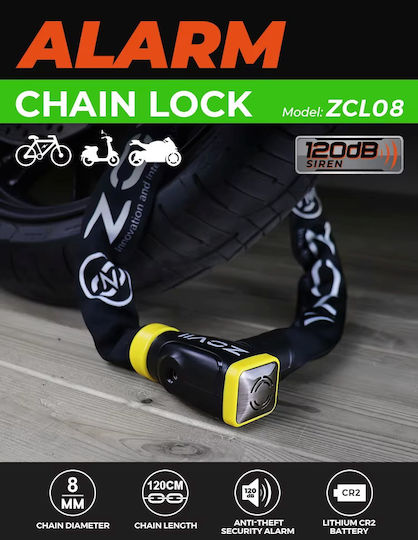 Lampa 120cm Motorcycle Anti-Theft Chain with Lock and Alarm