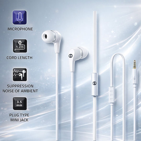 Qoltec 50801 In-ear Handsfree Headphones with Connector 3.5mm White