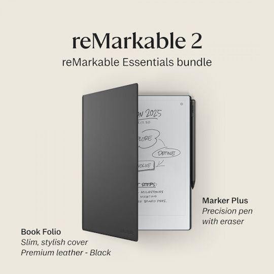 reMarkable 2 10.3" (8GB) with Marker Plus & Premium Leather Book Folio Black