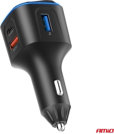 AMiO Car FM Transmitter with MicroSD Type-C USB Bluetooth