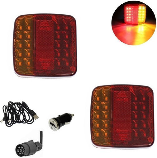 Wireless Magnetic Trailer Lights Flash-Stop-Tail 12/24v 2 Pieces Usb