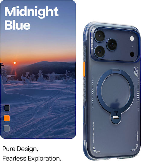 Torras Ostand Spin Air Калъф За Iphone 17 Pro Съвместим С Magsafe Полунощносин