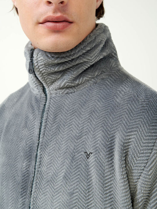 Vamp Χειμερινή Ανδρική Ρόμπα Fleece Gray