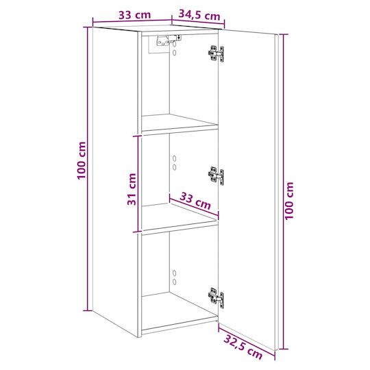 vidaXL Ντουλάπι Μπάνιου 33x34.5x100cm Δρυς