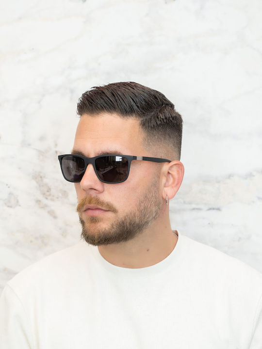 Hoffman Men's Sunglasses with Black Frame and Brown Lenses HB80100 C1