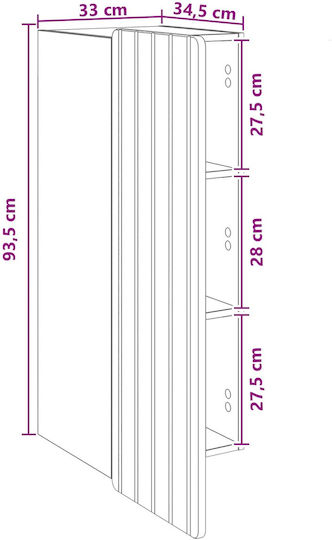 Ντουλάπι Κρεμαστό Καφέ 33x34.5x94εκ.