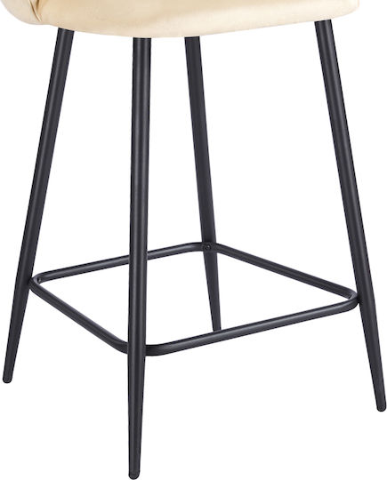 Σκαμπό Μπαρ με Πλάτη Επενδυμένο με Βελούδο Perch Κρεμ 50x43x99εκ.