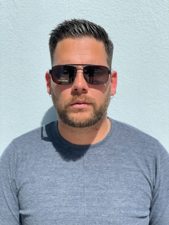 Hoffman Men's Sunglasses with Black Frame and Brown Lenses HF8404 C2