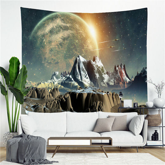 FRIPIA Decorative Tapestry Space Landscape with Planet Handmade Made of Fabric 200x150cm