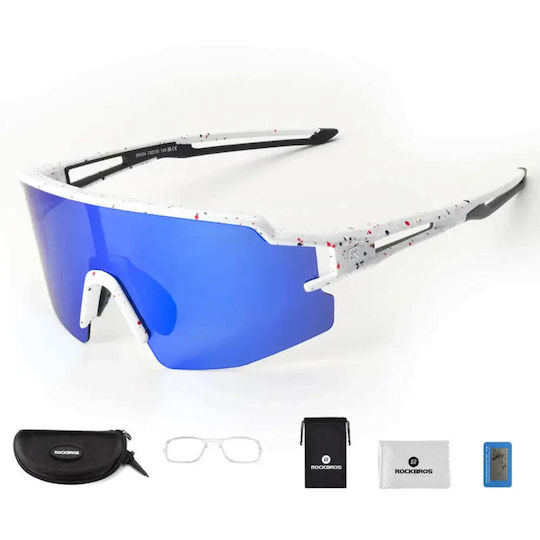 Rockbros Cycling Glasses with Blue Frame & Polarized Lenses