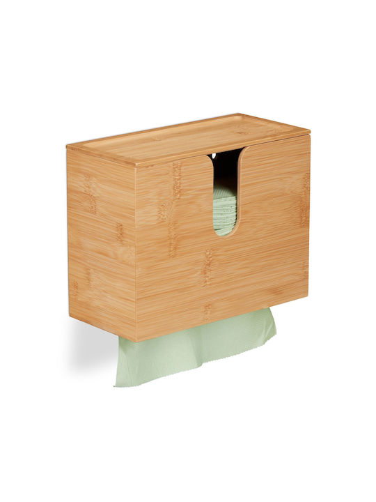Relaxdays Suport Pentru Prosoape De Hârtie Din Lemn Bej 27x13x21cm 10045315