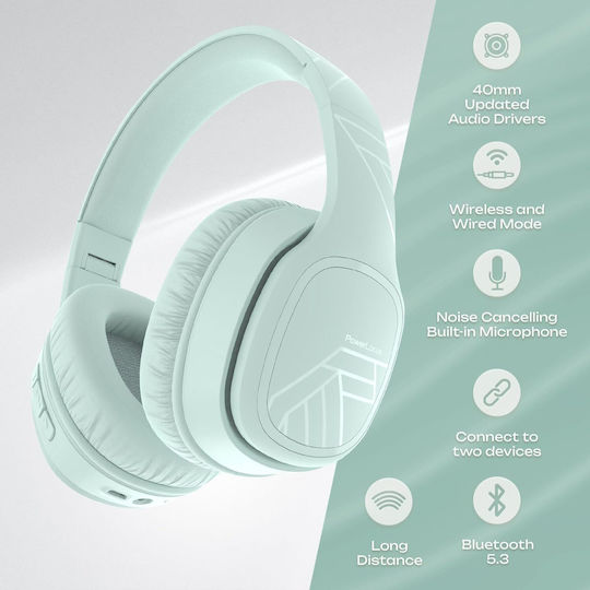 PowerLocus P7 Upgrade Безжични / Жични Over Ear Слушалки с 50 Часа Работа и Бързо Зареждане Ментови