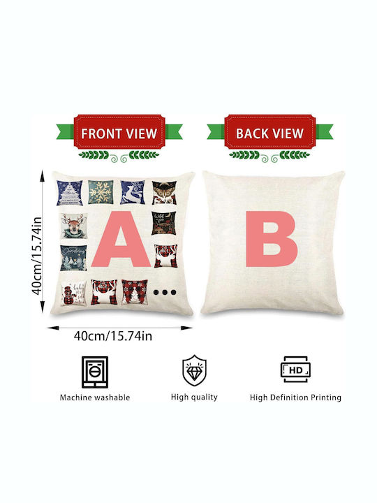 Linen Christmas Pillow Covers Set 4 Pieces 40x40 Cm Decorative