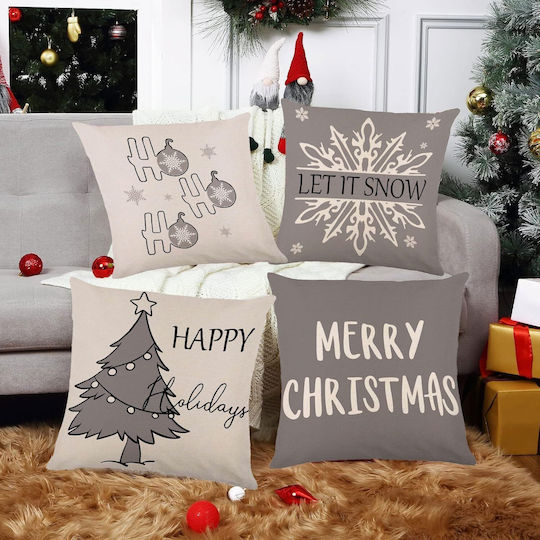 Weihnachtsdekorative Kissenbezüge Set 4 Stück 45x45 cm