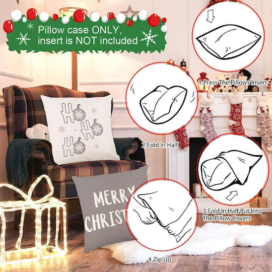 Christmas Velvet Pillowcases 50x50 Cm Set 4 Red