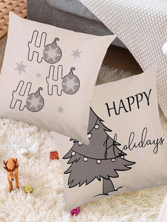 Set 4 Christmas Decorative Pillowcases 40x40 Cm