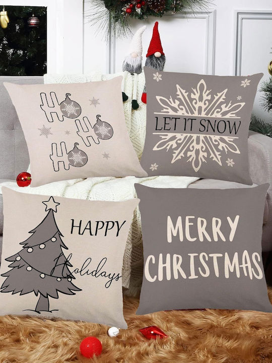 Weihnachts-Velours-Kopfkissenbezüge 50x50 cm Set 4 Rote