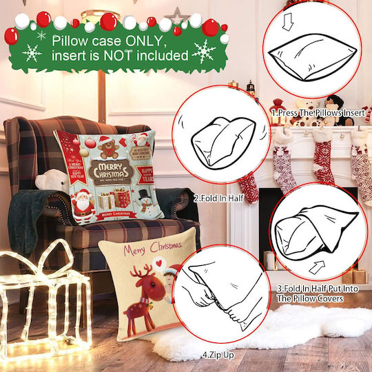 Weihnachtsdekorative Kissenbezüge Set 4 Stück 50x50 cm