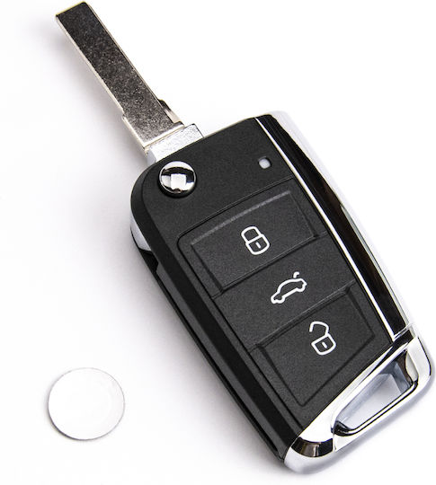 Калъф За Сгъваем Ключ Vw Seat Skoda Hu66 Hu162 3 Бутона 5g6959753ag