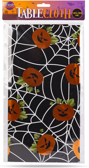 Fata De Masă Halloween Din Aluminiu 137x183 Cm Dovleac Pânză De Păianjen
