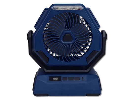 Ventilator Portabil Lanternă Led Afișaj Digital Usb Reîncărcabil Ideal Camping Pescuit Albastru Negru