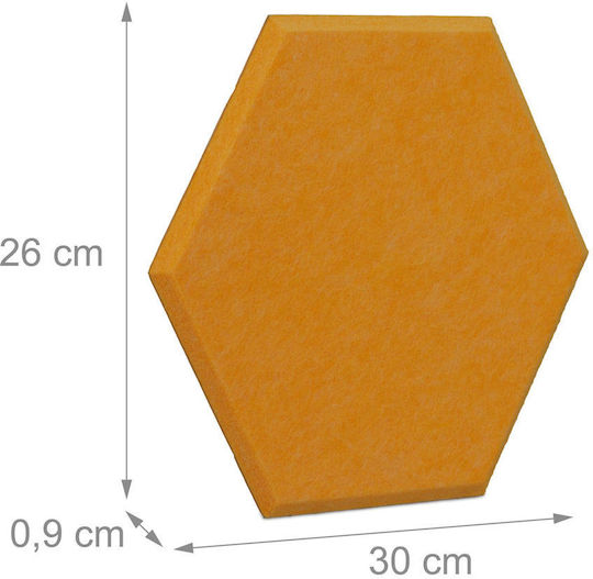 Set 6 Panouri Hexagonale din Plută Galbene 26x0.9x30 Cm