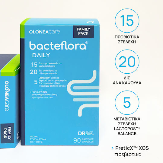 Olonea Bacteflora Daily Συμπλήρωμα με Προβιοτικά & Πρεβιοτικά 90 φυτικές κάψουλες