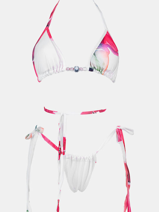 Set Bikini Set De Bikini Triunghi Și String Alb