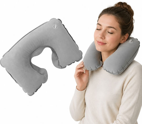 Inflatable Възглавница За Пътуване Кадифена Сива