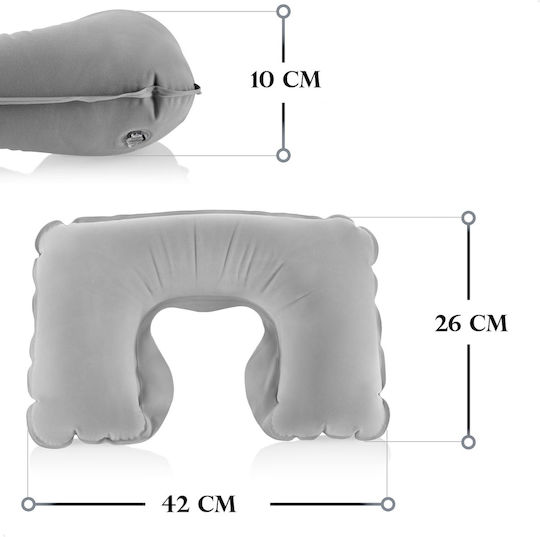 Inflatable Възглавница За Пътуване Кадифена Сива