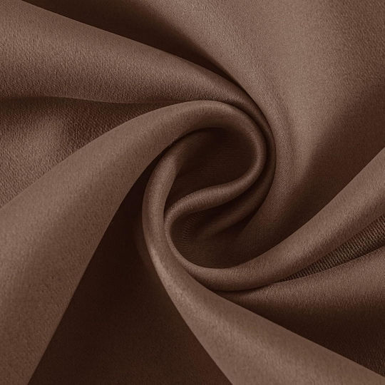 Joydeco Σετ Κουρτίνες Συσκότισης με Τρουκς Brown 140x260εκ.