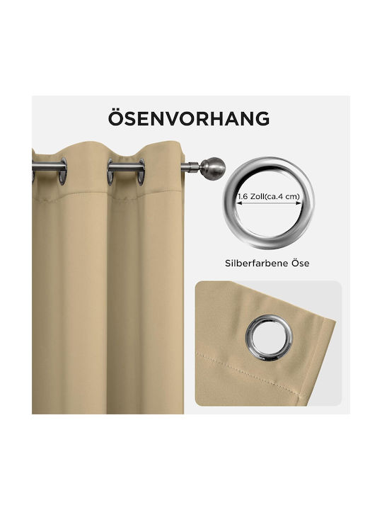 Joydeco Set Perdele Opace Cu Capse Bej 132x210cm