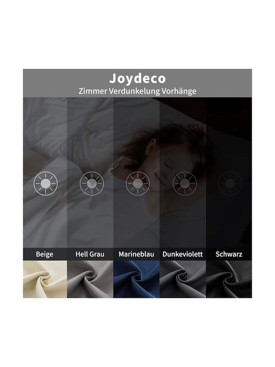 Joydeco Set Perdele Opace Cu Bretele Gri 132x210 cm