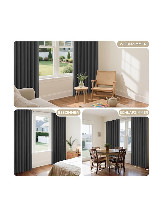 Joydeco Set Blackout Curtains with Tab Top Dark Gray 140x225cm
