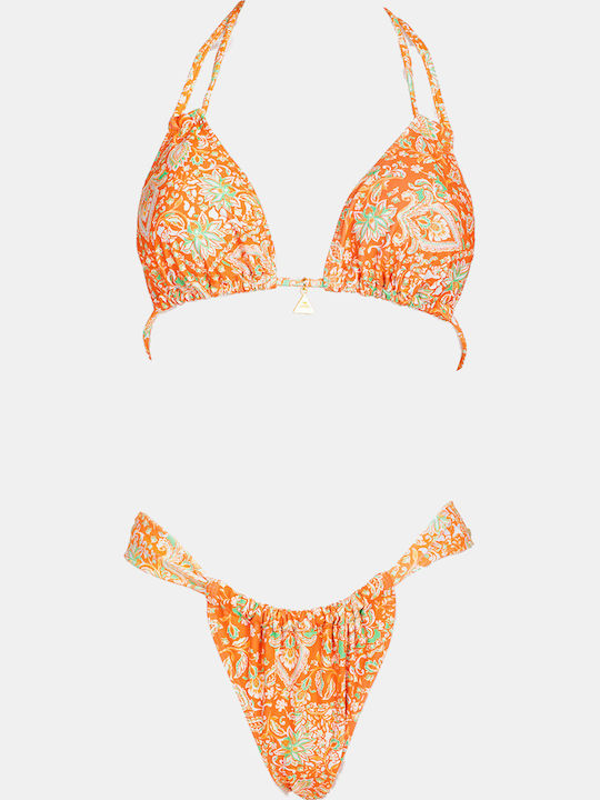 Set Bikini Dreieck Floral Orange