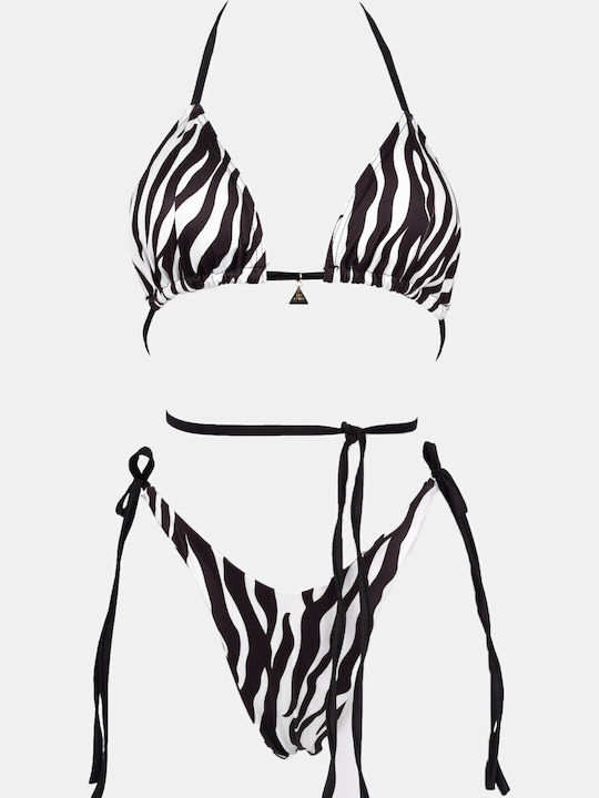 Set Bikini Triangle Animal Print White/Black