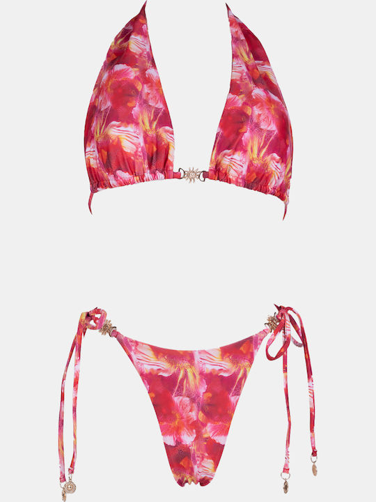 Set Bikini 3 Stücke Dreieck Rot