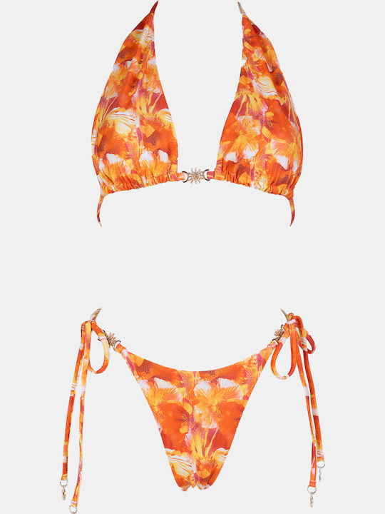 Set Bikini 3 Pieces Triangle Orange