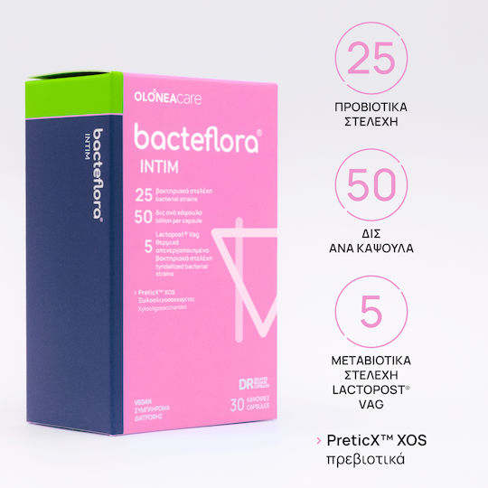 Olonea BacteFlora Intim Συμπλήρωμα με Προβιοτικά & Πρεβιοτικά 30 φυτικές κάψουλες