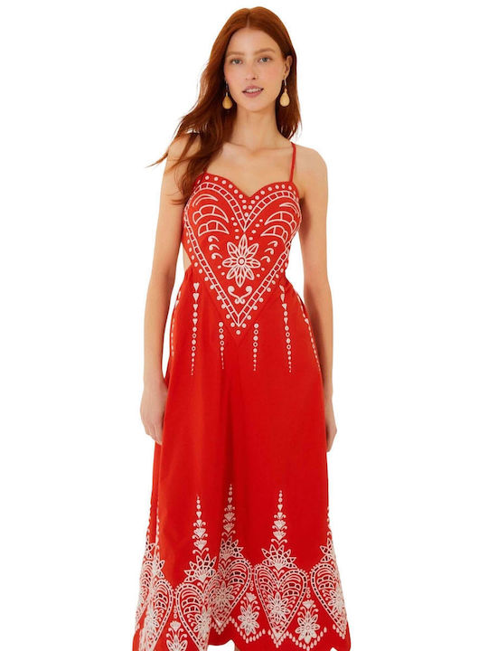 Καλοκαιρινό Midi Φόρεμα Dark Red