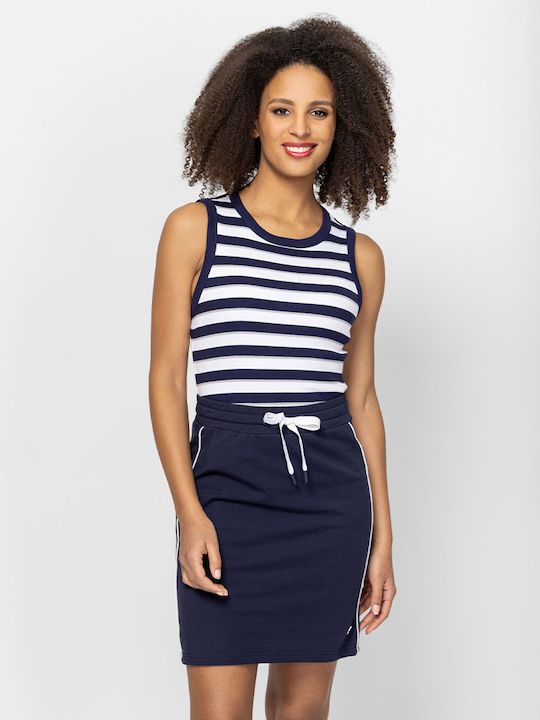 Women's Sleeveless Striped Blue Blouse