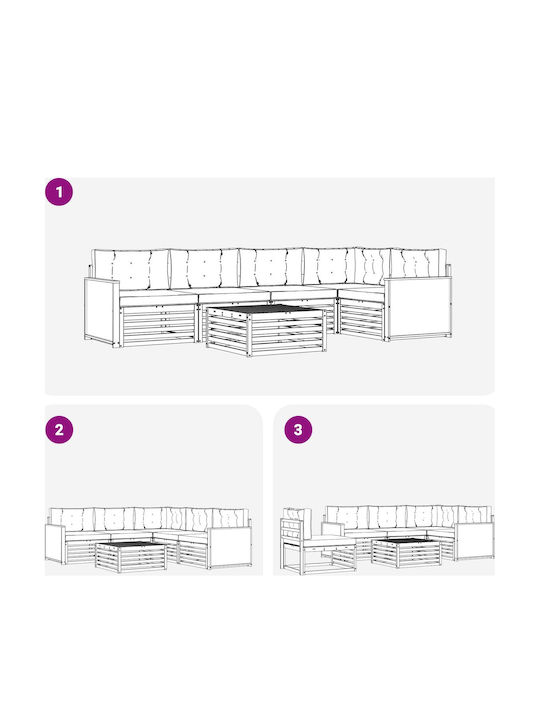 vidaXL Garden & Outdoor Furniture Set Living Room 6 Pieces Natural and Charcoal with Pillows