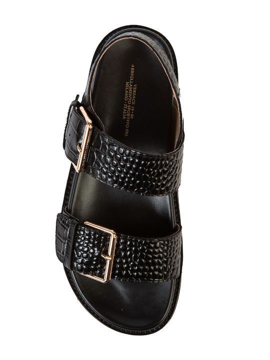 Leather Women's Flat Sandals Flatforms Black